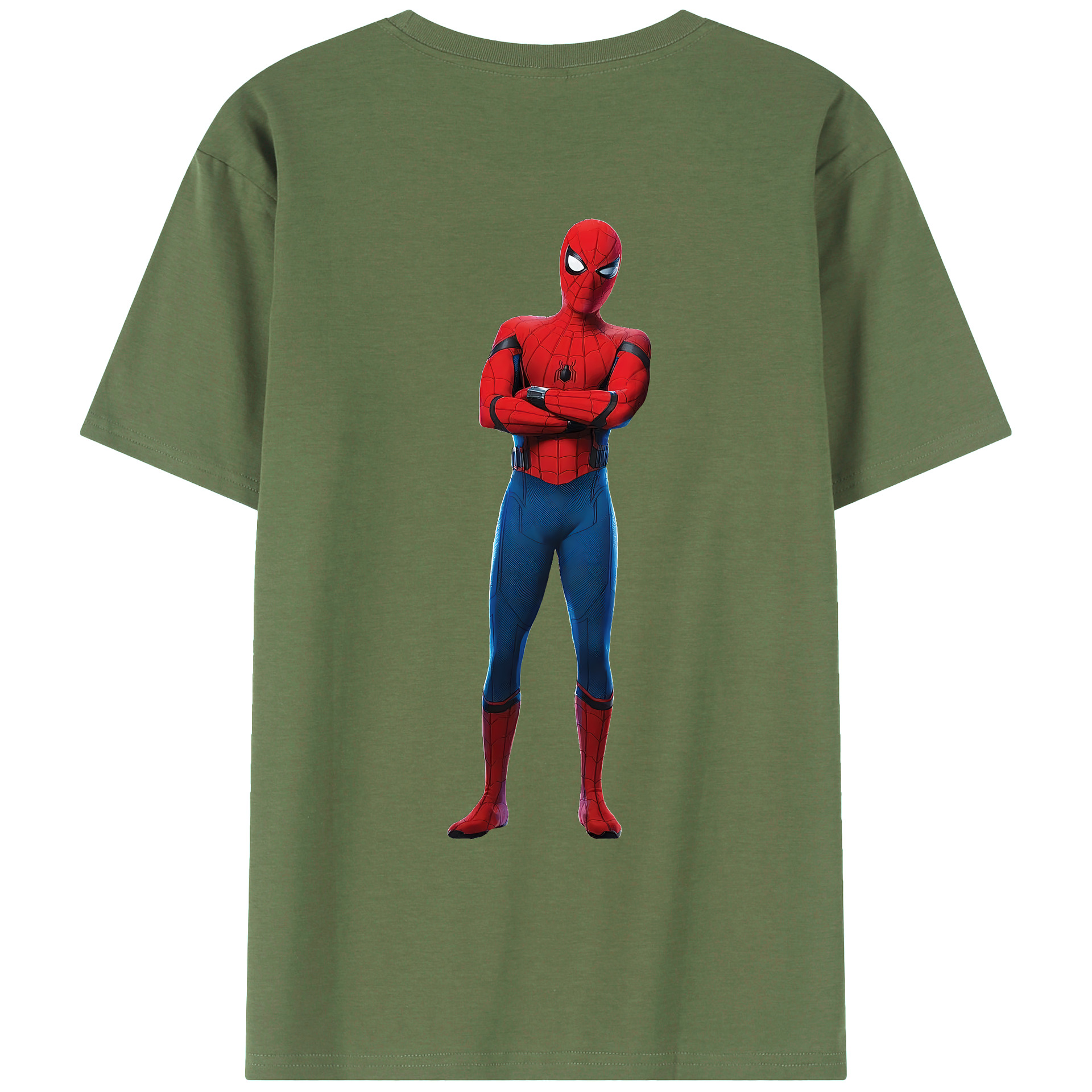 （画像用） Spider Man スパイダーマン 綿100％ メンズ半袖Tシャツ（バックプリント） 通気性